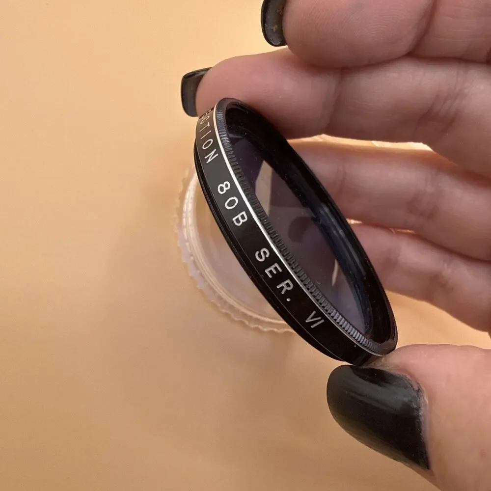 Vtg Vivitar 55mm Camera Lens Polarizing Filter VI & Color Corrector 80B Japan